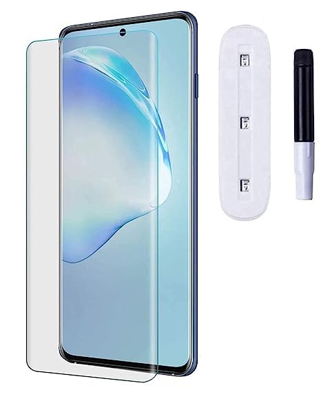Image of Premium Tempered Glass Design for Samsung Galaxy Note 10 Plus Advanced Border Less Full Edge to Edge 3D Curved UV Screen Protector and Easy Installation Kit (Pack of 1) asy Installation Kit