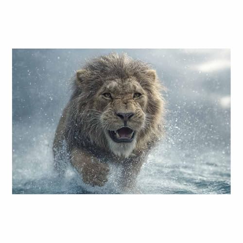 Tableaux muraux lions en colère CUDAOO marron 70x100cm pour déco salon