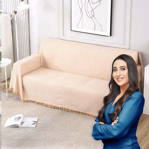 Image of HOKIPO Polyster Cotton Sofa Couch Slipcover 3 Seater, 180 (D) x 300 (L) cm (NEW-AR-4641-N3)