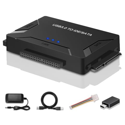 USB 3.0 to IDE/SATA Hard Drive Adapter, External Recovery Converter Kit for 2.5" 3.5" HDD SSD DVD Optical Drive, Universal Hard Drive Reader w/12V 2A Power Supply Support 6TB