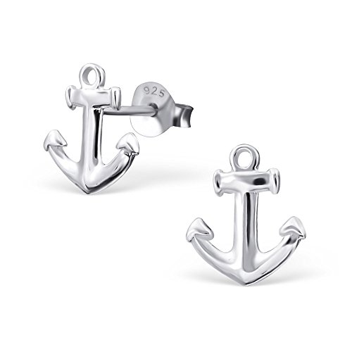 925 Sterling Silver Small Anchor Stud Earrings 16544