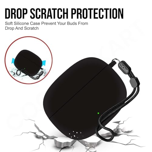 Image of Soft Silicone Case Cover for OnePlus Nord Buds 4 Pro (Black, Lanyard)