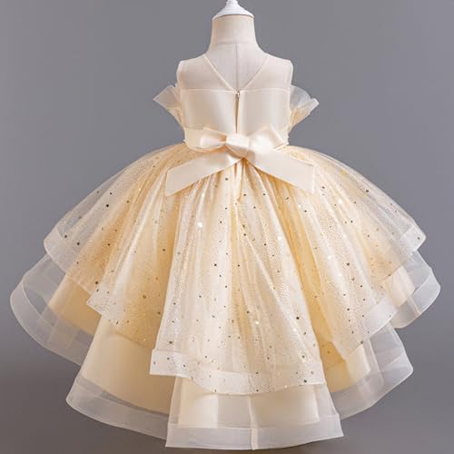 Flower Girls Off The Shoulder Patchwork Tulle Dresses Shiny Sleeveless Sparkly Special Occasion Party Dress for 3-14 Years4