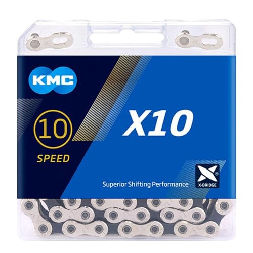 KMC X10 10-Speed X-Series Bicycle Chain | Compatible with Shimano SRAM Campagnolo and All Major Systems | Grey