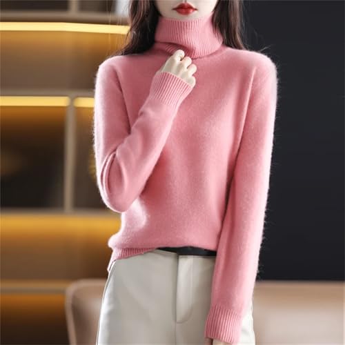 Womens Turtleneck Pullover 100 Percent Mink Cashmere Sweater Knitted Warm Long Sleeve Fitted Pullover Sweater2