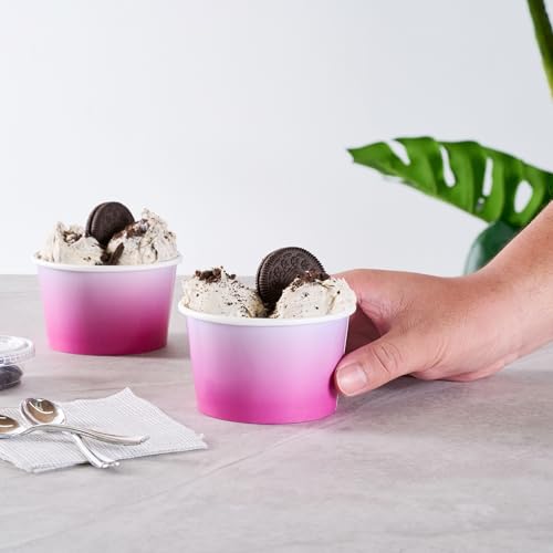 Image of Coppetta 8 Ounce Dessert Cups, 50 Greaseproof Ice Cream Cups - Lids Sold Separately, For Hot And Cold Foods, Purple And Blue Ombre Paper Yogurt Bowls, Disposable, Sturdy - Restaurantware