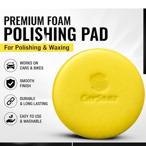 Image of CAR SAAZ Applicator Sponge (Pack of 5 Pcs) | Ultra-Soft Applicator Sponge | Foam Applicator for Car & Bike Polishing, Waxing & Buffing | Reusable, Durable & Washable