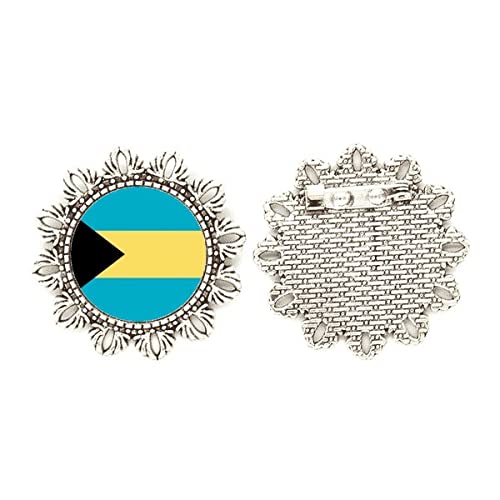 Broche de plata de la bandera de Bahamas para lucir en chaquetas y eventos especiales