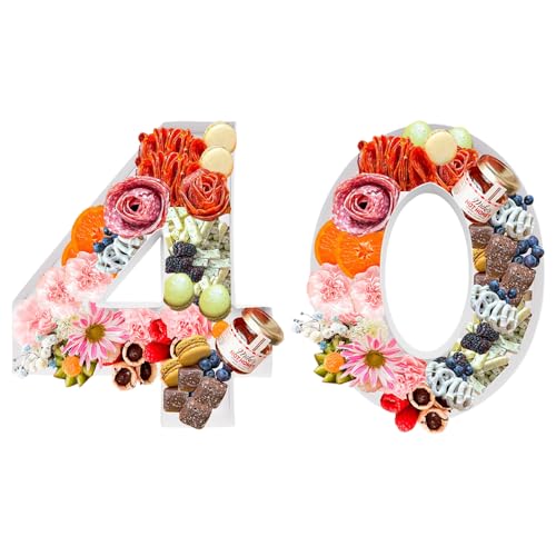 Image of 12 inch Fillable Number Paper Mache Cardboard Cutouts Sweet Charcuterie Board Tray(White, 40 Shape)