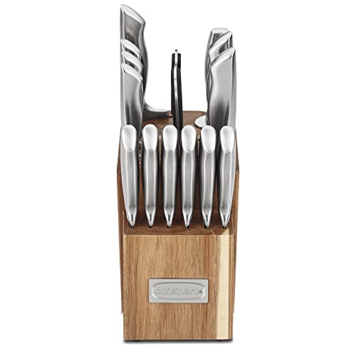 15Pc German Stainless Steel Hollow Handle Cutlery Block Set W/Acacia Block #TOP1