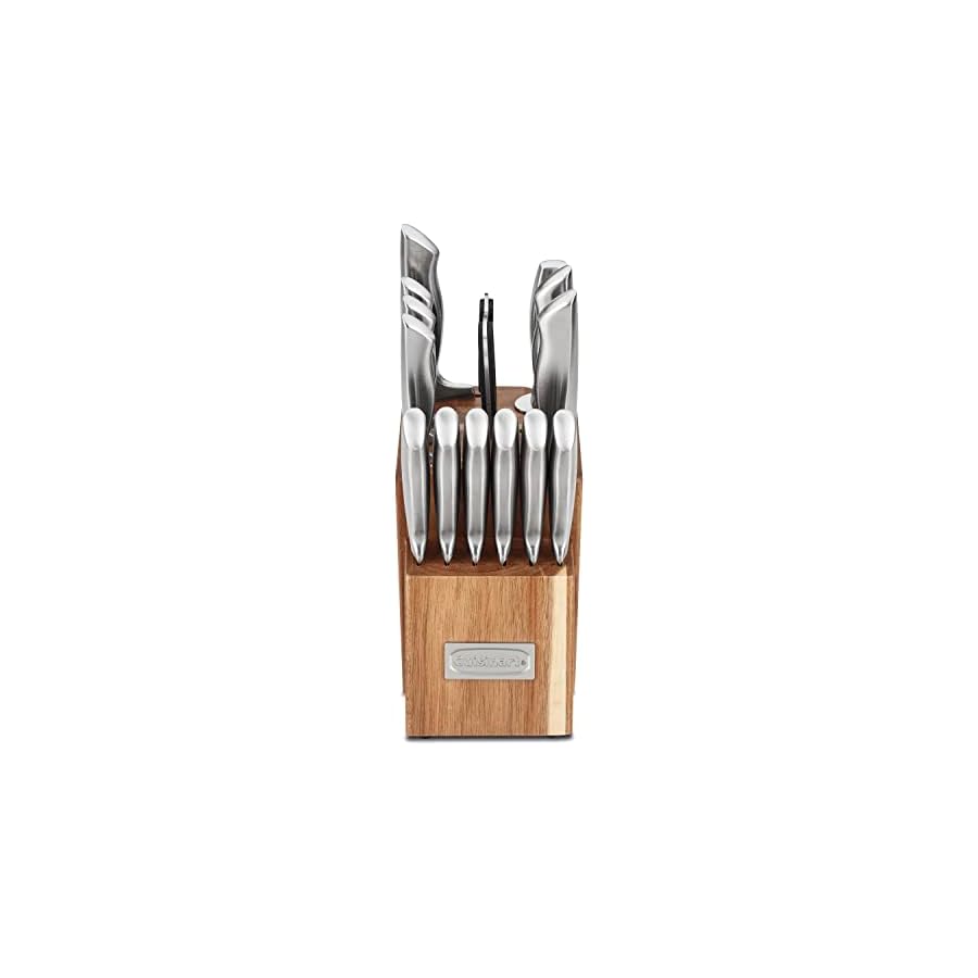 Cuisinart 15pc German Stainless Steel Hollow Handle Cutlery Block Set w/Acacia Block