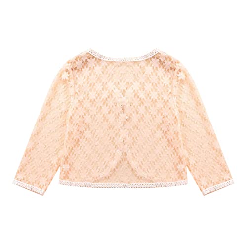 Kids Girls Floral Lace Hollow Shrug Cardigan Girls Long Sleeve Dress Cover Up Jackets Tops Casual Wear4