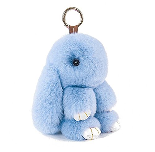 Menocetri Llavero De Conejo Suave Y Esponjoso Llavero Lindo Llavero De Conejo De Peluche Llavero De Conejo De Peluche Llavero De Piel Artificial Llavero Pompón Decoración De Llavero (Azul (13 cm))