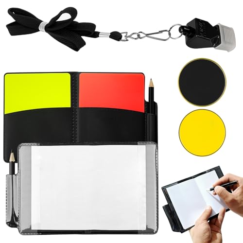 Kit Arbitro Futebol inclui apito de árbitro profissional com cordão, cartões de arbitro futebol (vermelho e amarelo), dispositivo para sorteio, adequado para jogos de basquetebol futebol
