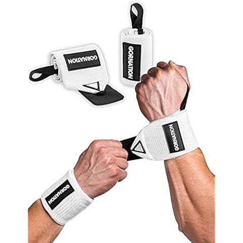 Gornation® Power Wrist Wraps for maximum stability & better performance - Perfect for weight training, bodybuilding, fitness, and calisthenics - for men & women (White) Cover