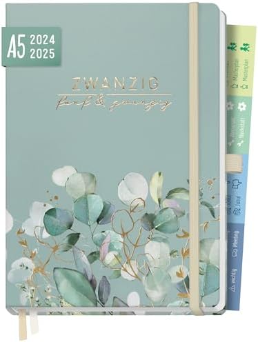 Häfft Chäff-Timer Kalender 2025 A5 "Blue Ginkgo" - Premium Terminplaner Mit 12 Monaten
