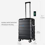 KROSER Hardside Expandable Carry On Luggage with Spinner Wheels & Built-in TSA Lock, Durable Suitcase Rolling Luggage with USB Port, Carry-On 20-Inch, Black - Image 3