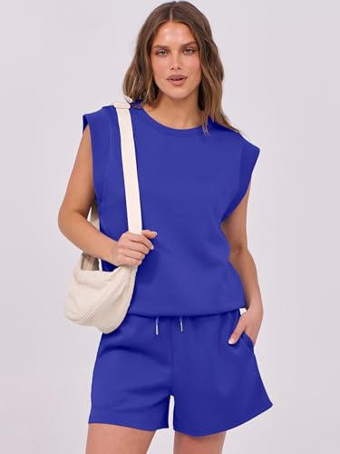 Image of ANRABESS Two Piece Sets for Women 2026 Summer Short Lounge Set Casual Beach Vacation Outfits Spring Sweatsuits Tracksuit