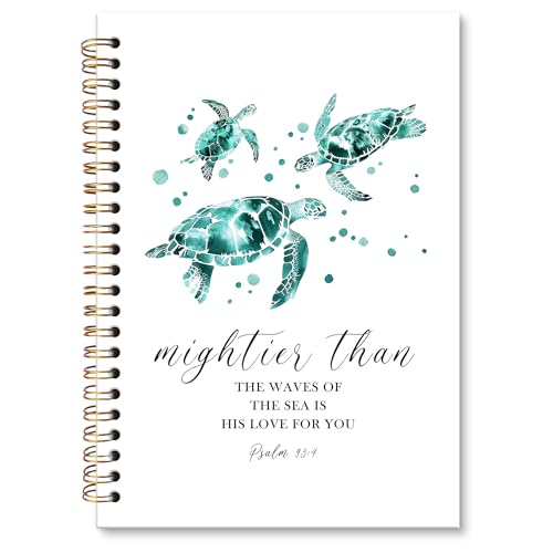 XNXLDYLH Inspirational Christian Turtle Notebook Journal, Bible Psalm 93:4 Spiral Notebook, Beach Sea Turtle Gifts Notebooks for Women Turtles Lovers, Turtles Office School Supplies Gifts, 5.5x8.3In