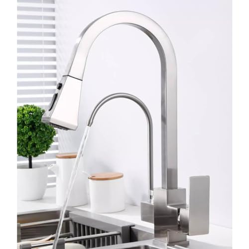Mitigeur de cuisine 3 voies avec douchette extractible Spin en laiton brillant