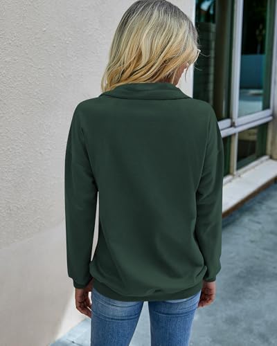 Image of PRETTYGARDEN Women's Casual Long Sleeve Zipper Sweatshirt Drawstring Loose Quarter Zip Pullover Tops with Pockets