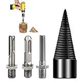 Bohrkegel Holzspalter 32mm mit 3 Adapter, Kegelspalter Wood Splitter, Brennholz Bohrer Set