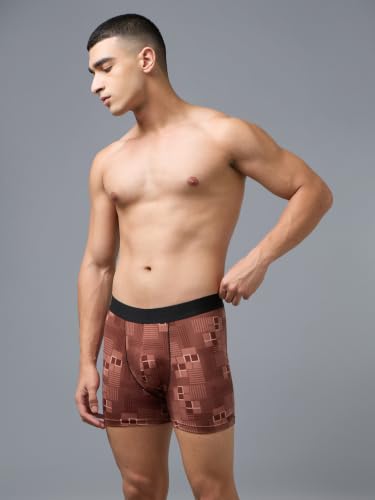Image of TECHNOSPORT Men's Colorblock Trunks Underwear with ElastoLITE 4 Way Stretch Lightweight Breathable Moisture Wicking Soft Anti Odour Anti Microbial Comfort Fit Boxer Briefs Innerwear for Men