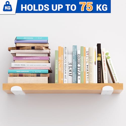 WELDUN 4 Pack Metal Scaffold Board Shelf Brackets 20 cm, Heavy Duty Wall Mounted Angle Shelving Brackets with Lips - Image 3