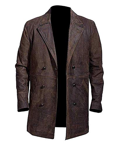 Genuine Leather Long Trench Coat for Winter Wear - Top Grain Cowhide Leather -