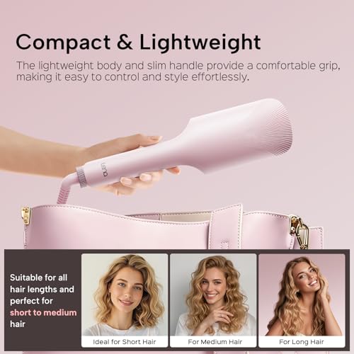 Image of Crimper Waver Tool LENA S17S for Short to Medium Hair, Compact Styler with Titanium Barrel, Fast Heating, Adjustable Temperature, Anti-Scald Design, Auto Shut-Off, Negative Ions, Pink