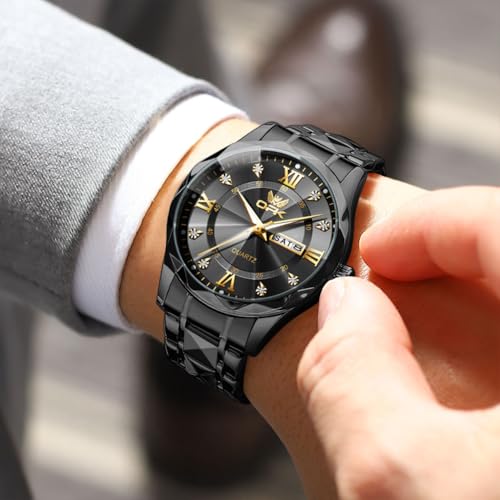 Image of OPK Watches for Men Diamond Roman Analog Mens Watches Waterproof Large Stainless Steel Men Wrist Watch Business Father Gift Watch