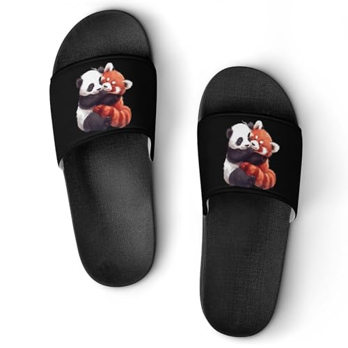 Panda Hugging Red Panda House Sandals Non-Slip Bathroom Slippers Beach Summer Shoes for Men Women