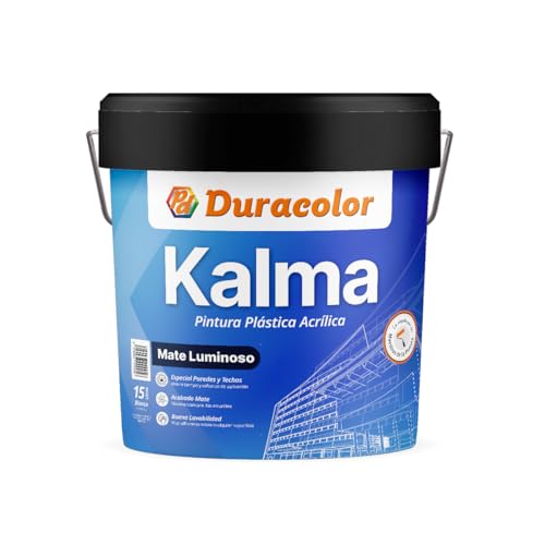 Pintura Kalma Mate - Color blanco - 4 Litros - Pintura Plástica Acrílica de Textura Lisa y Acabado Mate - Aplicación Exterior e Interior - Duracolor