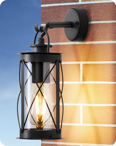 EDISHINE Wandleuchte Außen/Innen, Wandlampe mit Aluminiumrahmen und E27-Fassung, IP44 wasserdicht, Retro Wandbeleuchtung für Café, Bar, Terrasse...