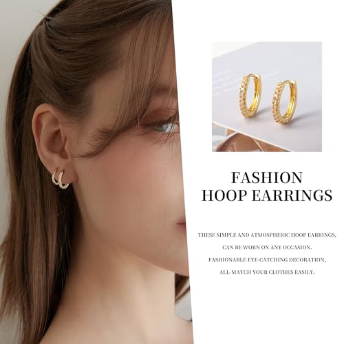 4 Pairs Gold Hoop Earrings for Women Trendy Small 14k Gold Plated Huggie Earring Set,Huggie Earrings Multiple Piercing Hypoallergenic Chunky Open Hoops Cartilage Earrings Jewelry Gifts for Women4