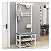 Hol, stojak na płaszcze wejściowe 4 w 1 z ławką na buty, 2-poziomowe półki do przechowywania i 12 haczyków, wielofunkcyjna półka do przechowywania, do salonu, pokoju barthroom, przedpokoju (kolor: biały, rozmiar: 80 * 33 * 170 cm)
