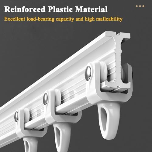 Heavy Duty Curtain Rails & Fittings, Flexible Ceiling/Wall Mount Track, Ultra-Thin Room Divider Rod for Bedroom & Patio Sliding Doors (Double/Ceiling, 4m/13.12ft)