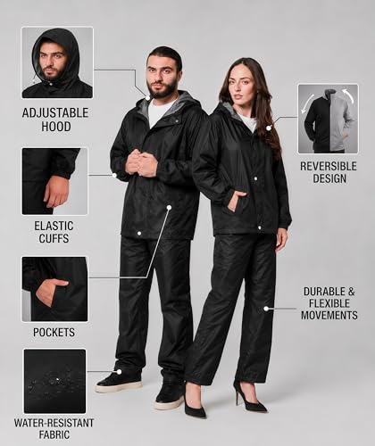 Image of La' exclusivite Fayoria Unisex Reversible Waterproof Raincoat for Men