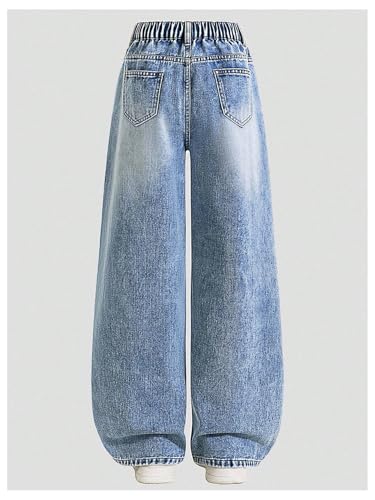 Verdusa Girl's Y2K Ripped Distressed Baggy Jeans Wide Leg Elastic Waist Loose Denim Pants2
