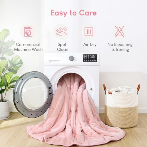 Image of Cottonblue Weighted Blanket 15lbs 80x87 Inches for Queen King Size Bed, Ultra Soft Sherpa Fleece Weighted Throw Blankets for Relax and Sleep, Cozy Warm Winter Heavy Bed Blanket, Blush Pink