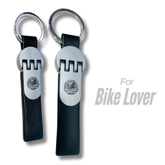 Image of RE Emblem Dual Logo PU Leather Keyring durable Key Holder with Dedicated Keychain - Black