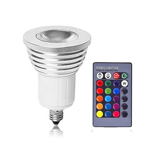 LED �X�|�b�g���C�g E11����, 3W RGB�����@�\�t��, 16�F�ؑ�, �����R������, 120�x�����p,�L���@�\�t��