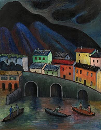 Arte mural en lienzo de Marianne Von Werefkin: Pesca notturna ad Ascona de 60x90cm para tu salón