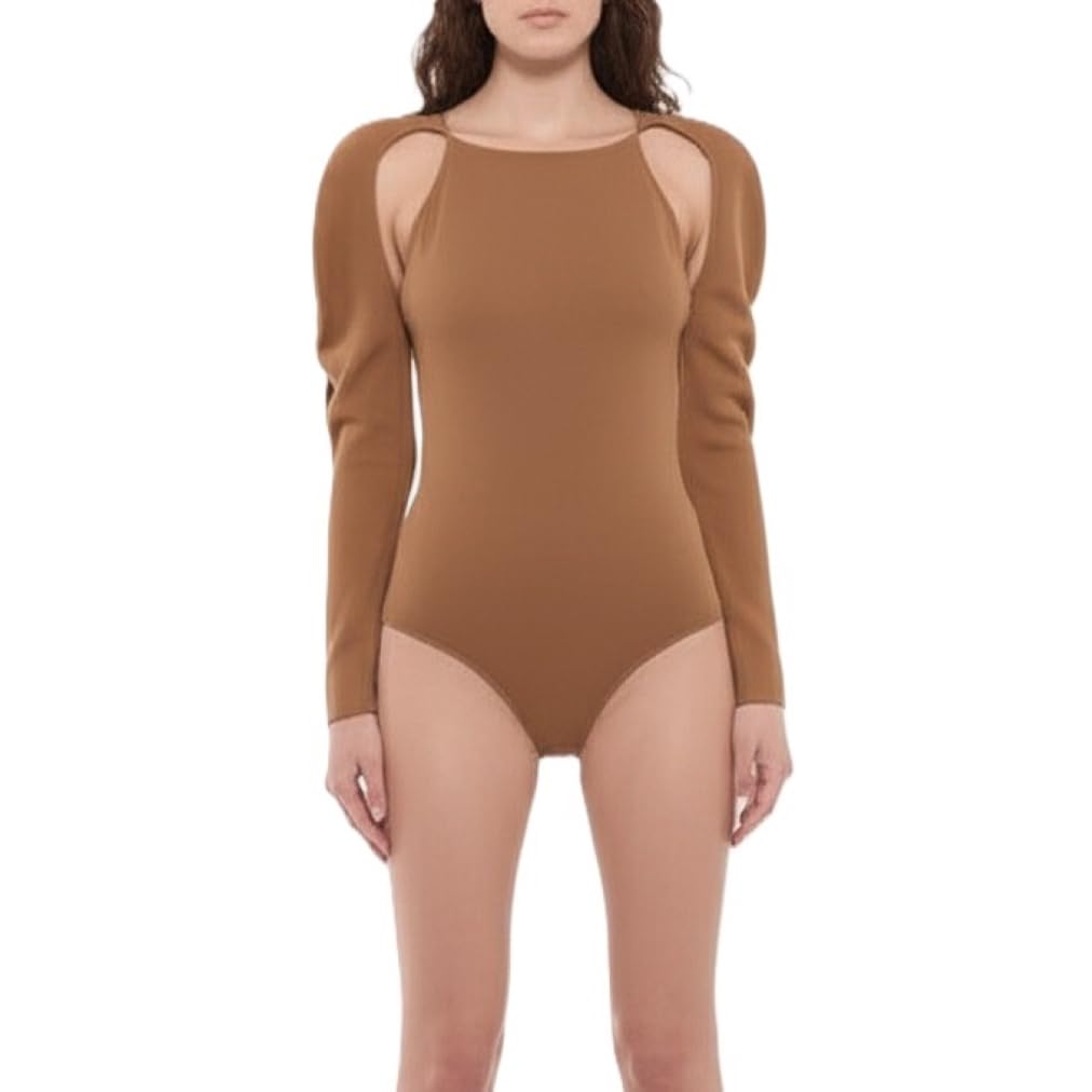 sleek brown cut-out shoulder bodysuit (IN, Alpha, L, Brown)-image-22