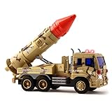 Vokodo Military Launcher Truck Friction Powered Fighter with Lights Sounds and Pull Back Missile Kids Push and Go Army Carrier Vehicle Pretend Play Armored Toy Car Great Gift for Children Boys Girls