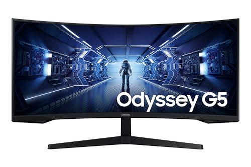 Samsung Odyssey G5 LC34G55TWWPXXU 34 1000R Curved Gaming Monitor - 165Hz 1ms 1440p WQHD Freesync Premium HDR10 HDMI Displayport
