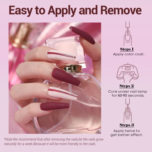 Image of modelones Gel Nail Polish Set Pastel 6Colors Burgundy Red Pink