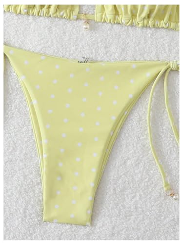 Image of SOLY HUX Women's Polka Dots Print Bathing Suit Halter Triangle Tie Side Bikini Sets Two Piece Swimsuit