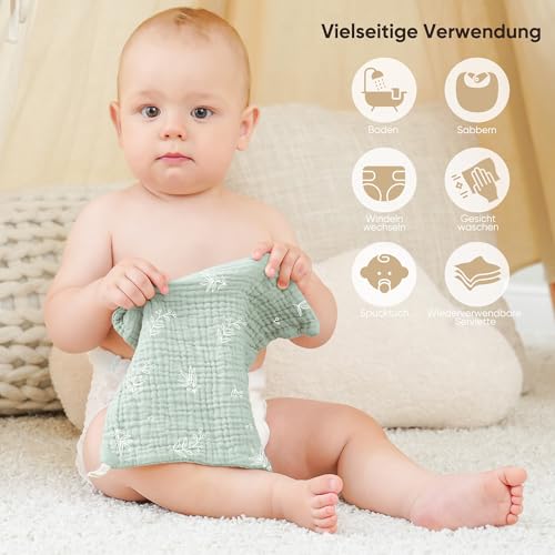 Bearmoss Baby Musselin Waschlappen Moltontücher 100% Baumwolle Weiche Spucktücher Baby… – Ansicht 2
