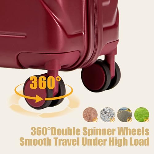Image of 20 Inch ABS Hard Shell Travel Checked Luggage With Combination Lock, Red